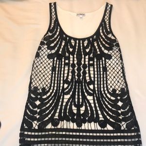White express tank top with black lace overlay